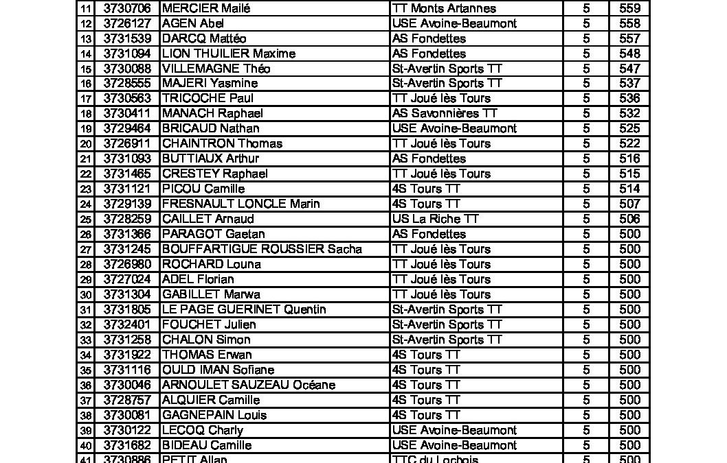 LISTE PARTICIPANTS TOURNOI JEUNES PAR CLASSEMENT[25675]