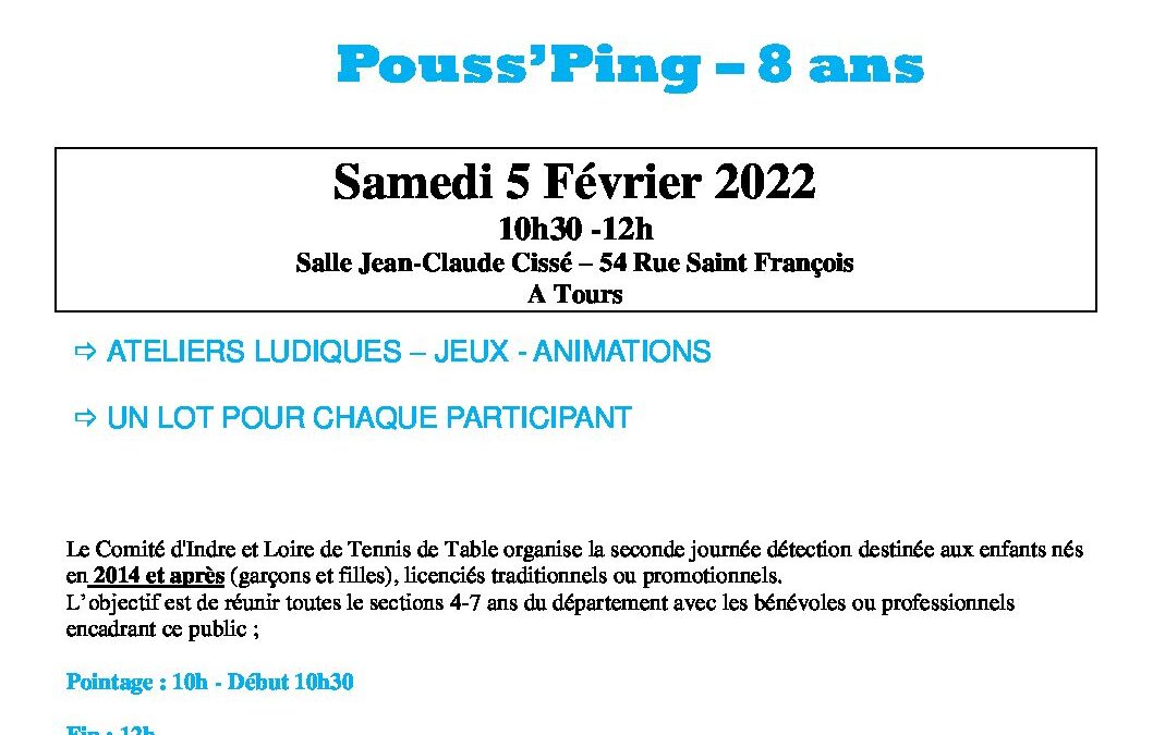 Pouss’ping – Samedi 5 Février 2022