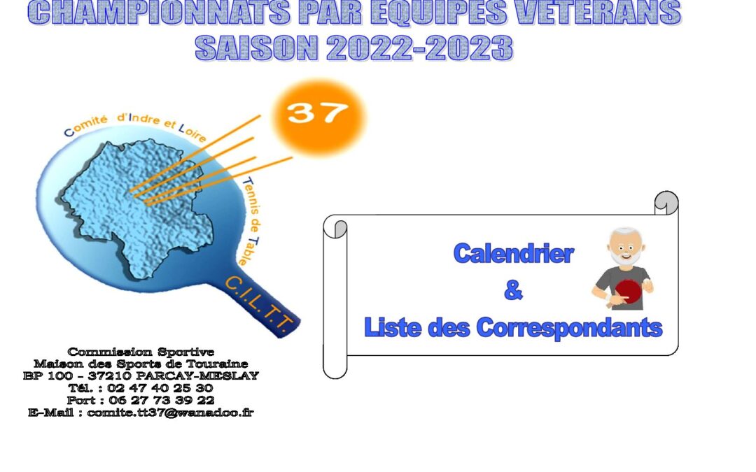 Calendrier Chpt Vétérans 2022 2023