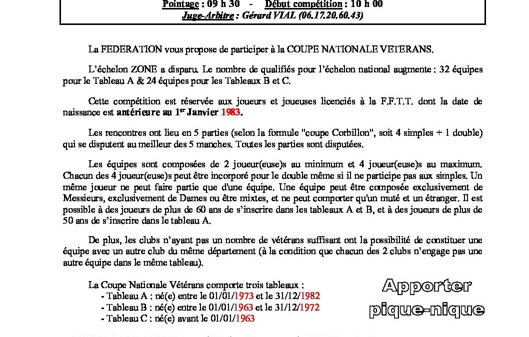 Circulaire Coupe Nat Vétérans 2022 2023