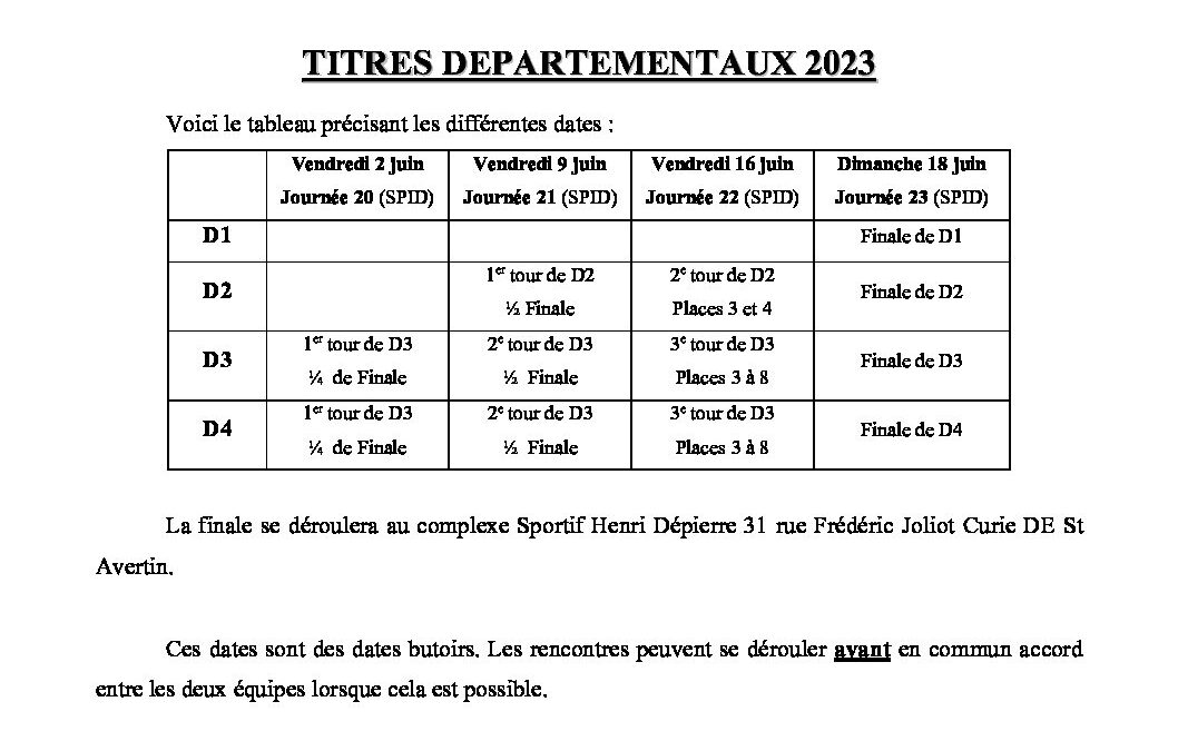 Règlement Titres Départementaux