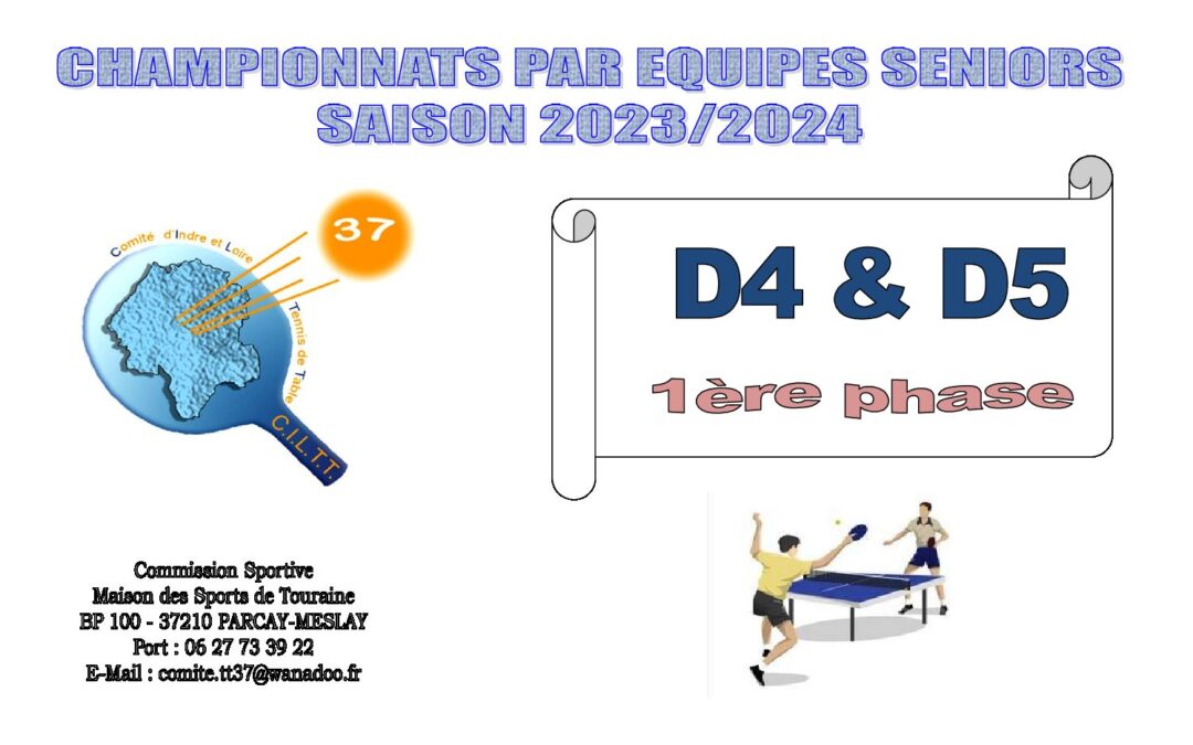 Calendrier D4 & D5 – 1ère phase 2023-2024