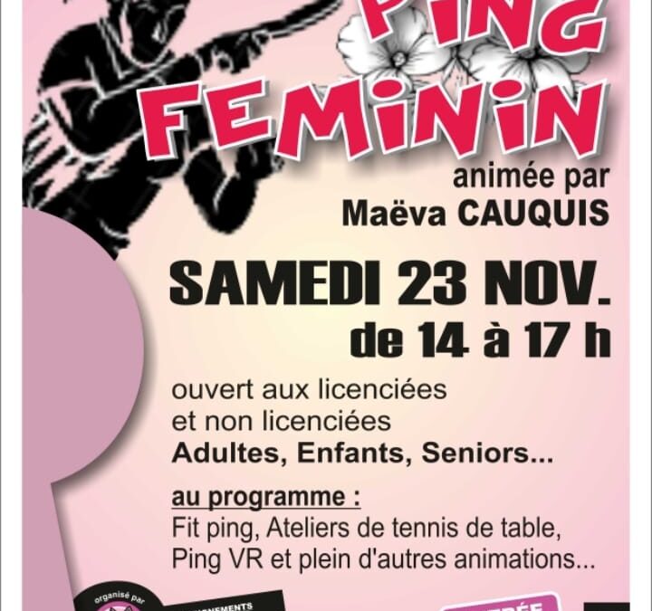 Journée Ping Féminin – Samedi 23 Novembre 2024